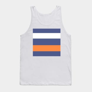 A fashionable assortment of Purple Navy, White, Topaz, Pale Orange and Orangeish stripes. Tank Top